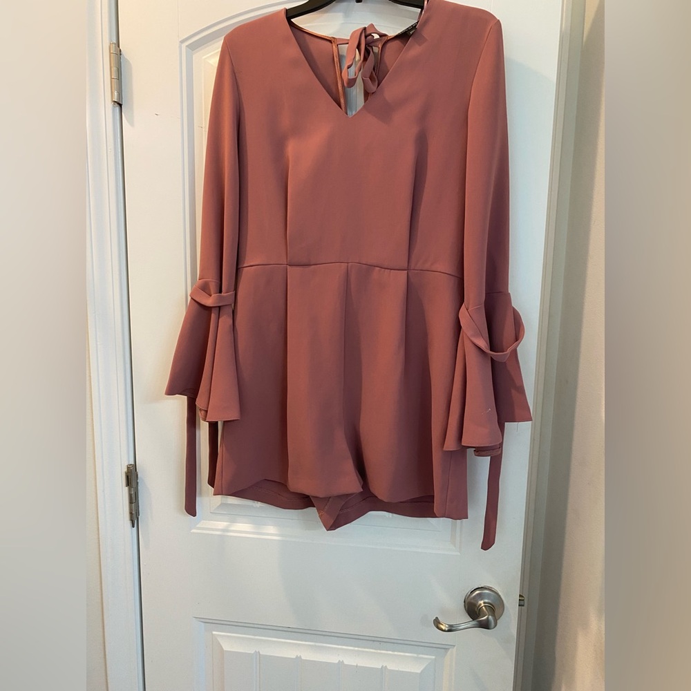 Topshop Orange Flutter Sleeve Blouse with Tie Front